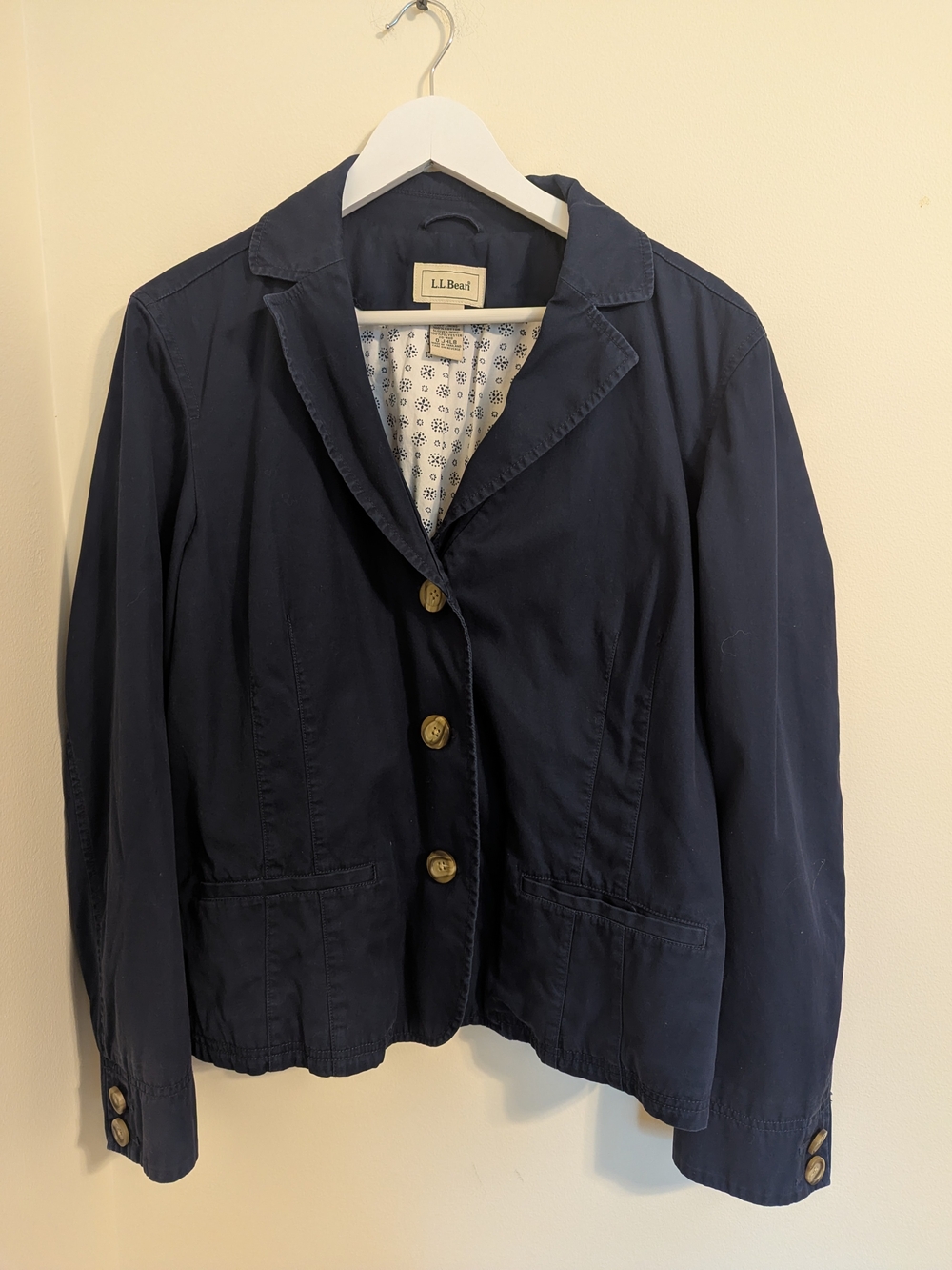 L.L. Bean Women's Navy Button-Front Blazer Jacket